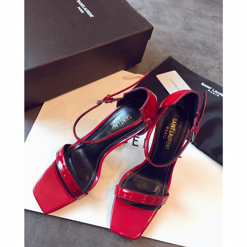 【Saint Laurent】YSL Saint Laurent logo with high-heeled sandals Paris runway models