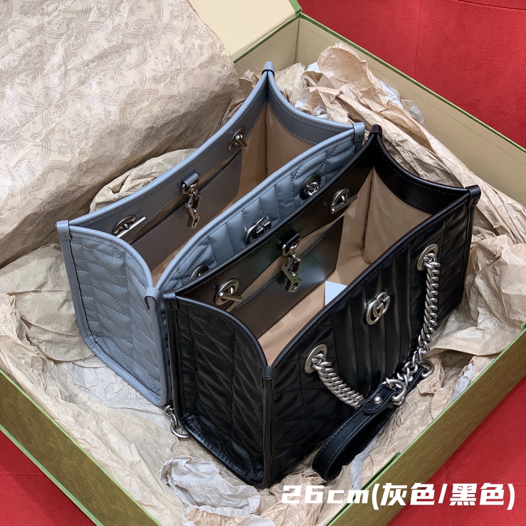 GUCCI marmont geometric series (shopping bag grey/black)#681483