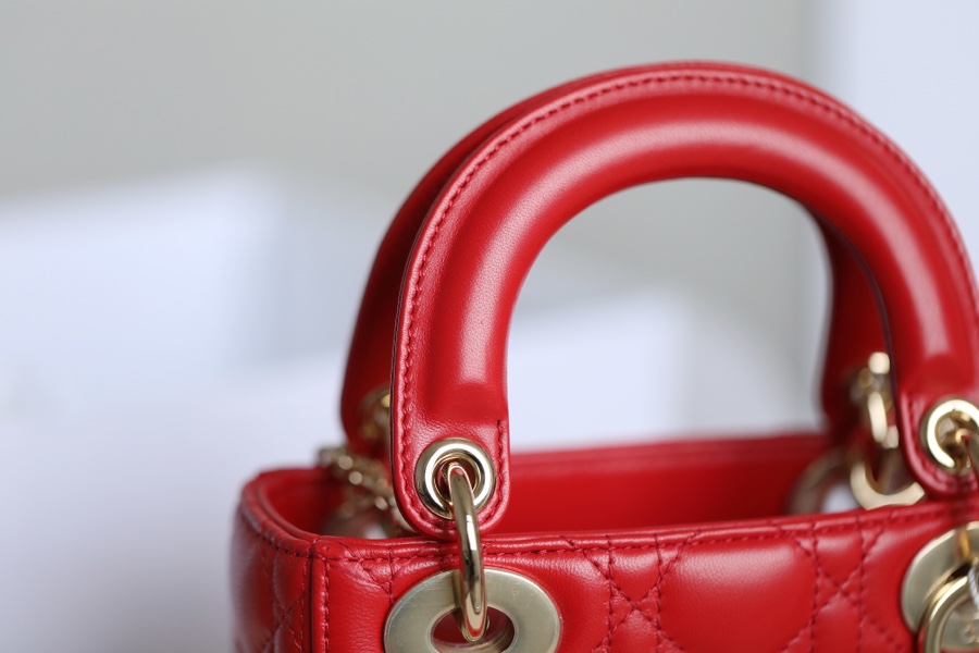 Lady red rattan lacquered GR original sheepskin mini Three compartments