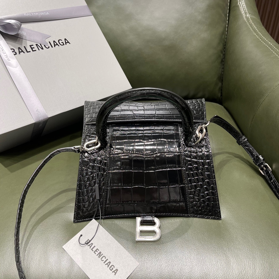 BALENCIAGA 𝐇𝐨𝐮𝐫𝐠𝐥𝐚𝐬𝐬𝐬 𝐒 crocodile-textured cowhide