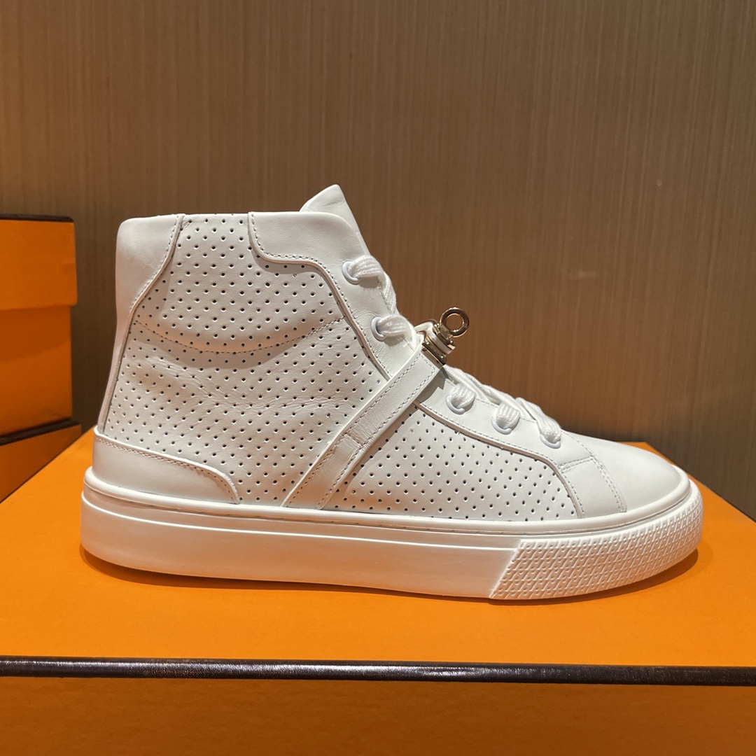 Hermes latest Kelly buckle small white shoes sneakers