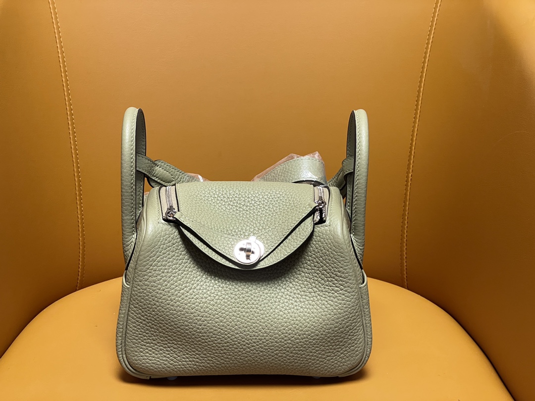 mini lindy sage green tc leather silver buckle