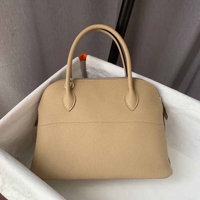 Bolide 27cm Imported calfskin Half hand waxed stitching Windbreaker Grey Silver buckle