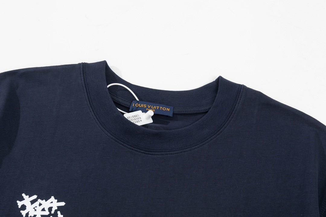 Louis Vuitton 23ss small plane full print pattern gold classic T-shirt