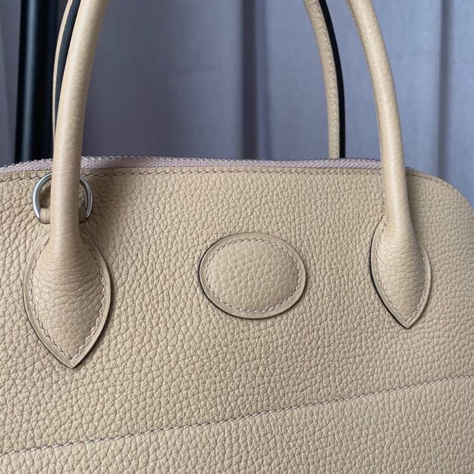 Bolide 27cm Imported calfskin Half hand waxed stitching Windbreaker Grey Silver buckle