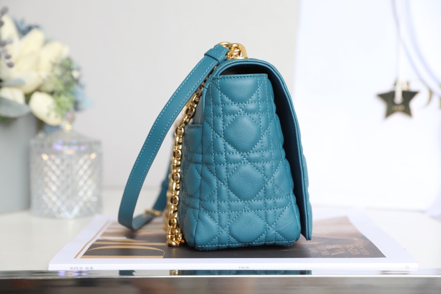 [DlOR CARO] Deep Sea Blue Soft Cow Leather Rattan Lattice