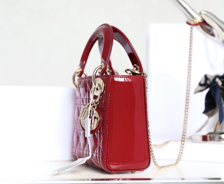 Lady Dior In Stock ❖ Patent Leather Cherry Red