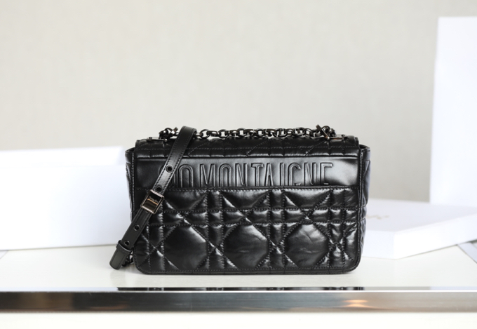 ▪️ DIOR CARO Black Gunmetal Buckle DR-061