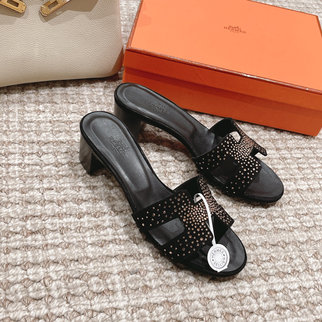 Hermes Oasis diamond face slippers series