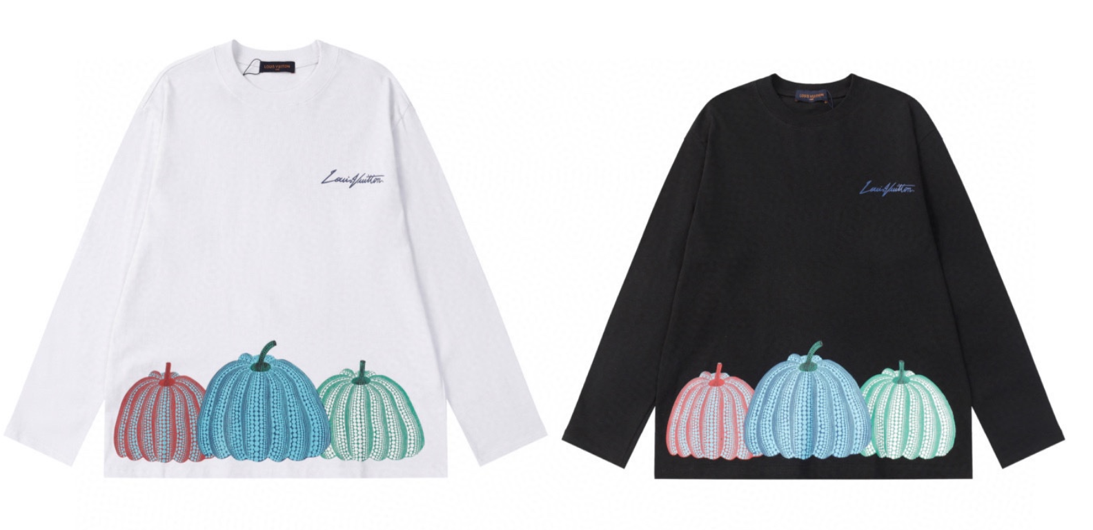 LV pumpkin print round neck long sleeve T-shirt 6602 new style