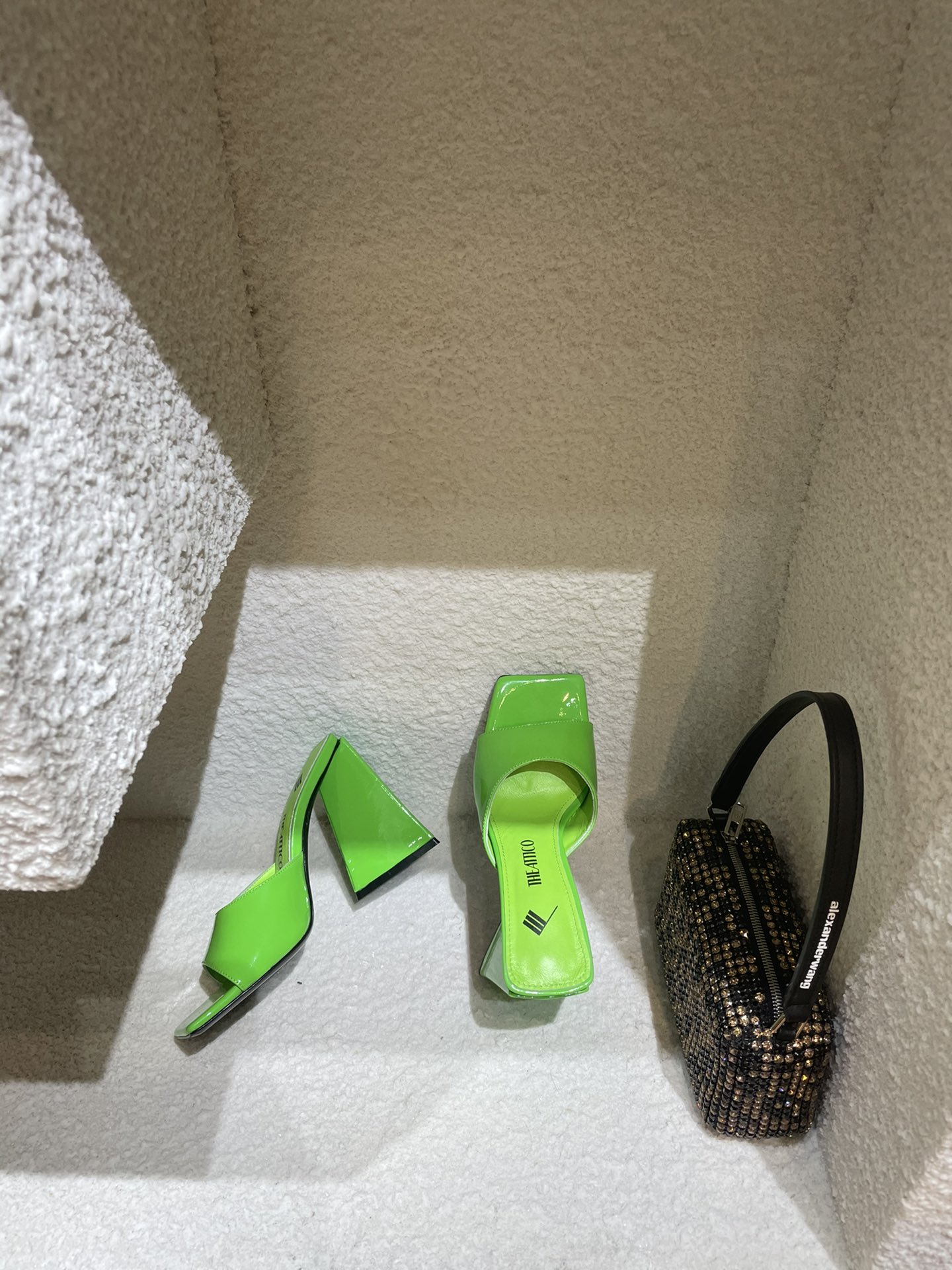 THE ATTICO | 𝟐𝟎𝟐𝟏/𝐒𝐒 𝐧𝐞𝐰 The attico triangle heel sandals lined with sheepskin leather genuine leather outsole