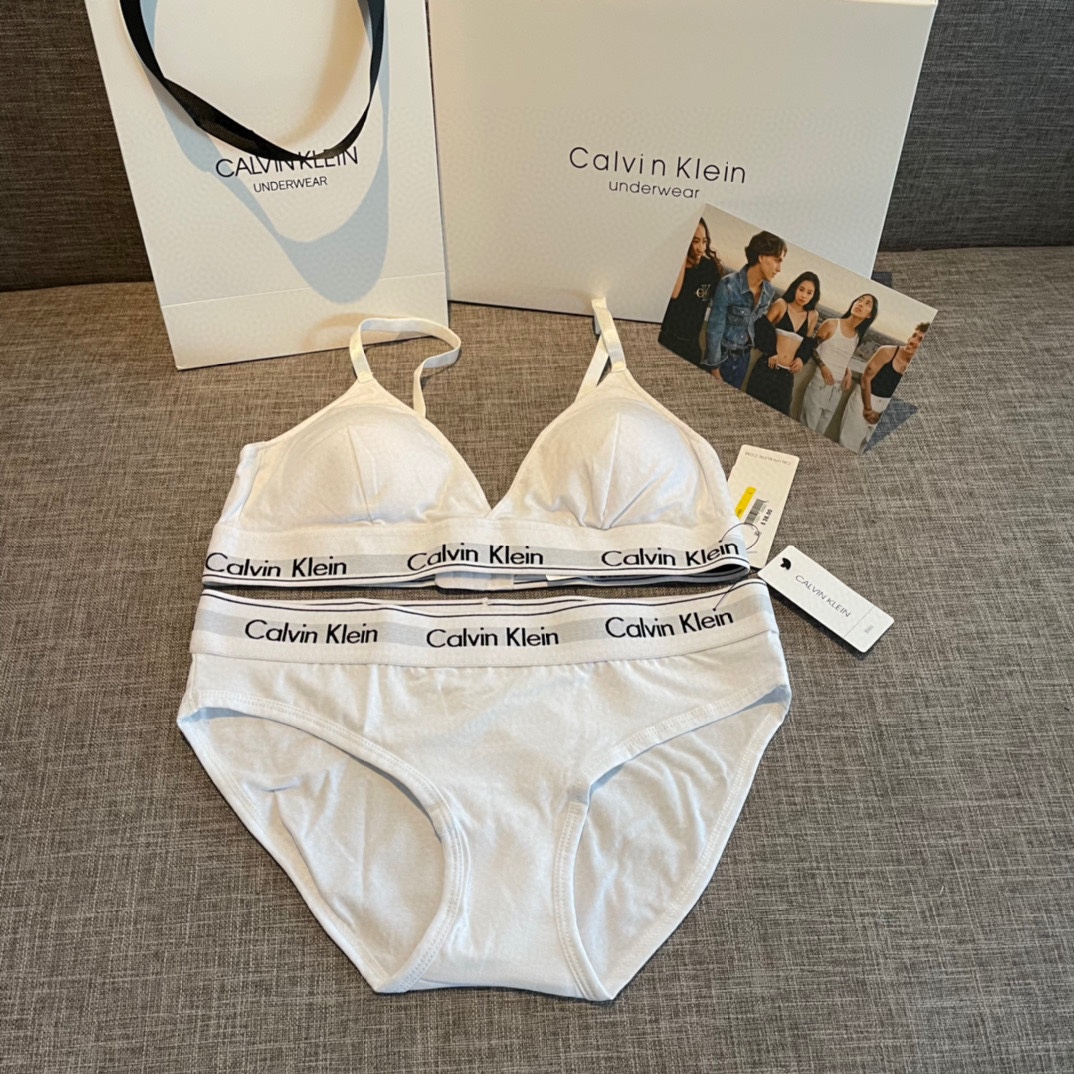 Ck Underwear Women Steelless Triangle Cup with Bra Pads Sexy Sports Bra Low Waist Ck Briefs Swimwear