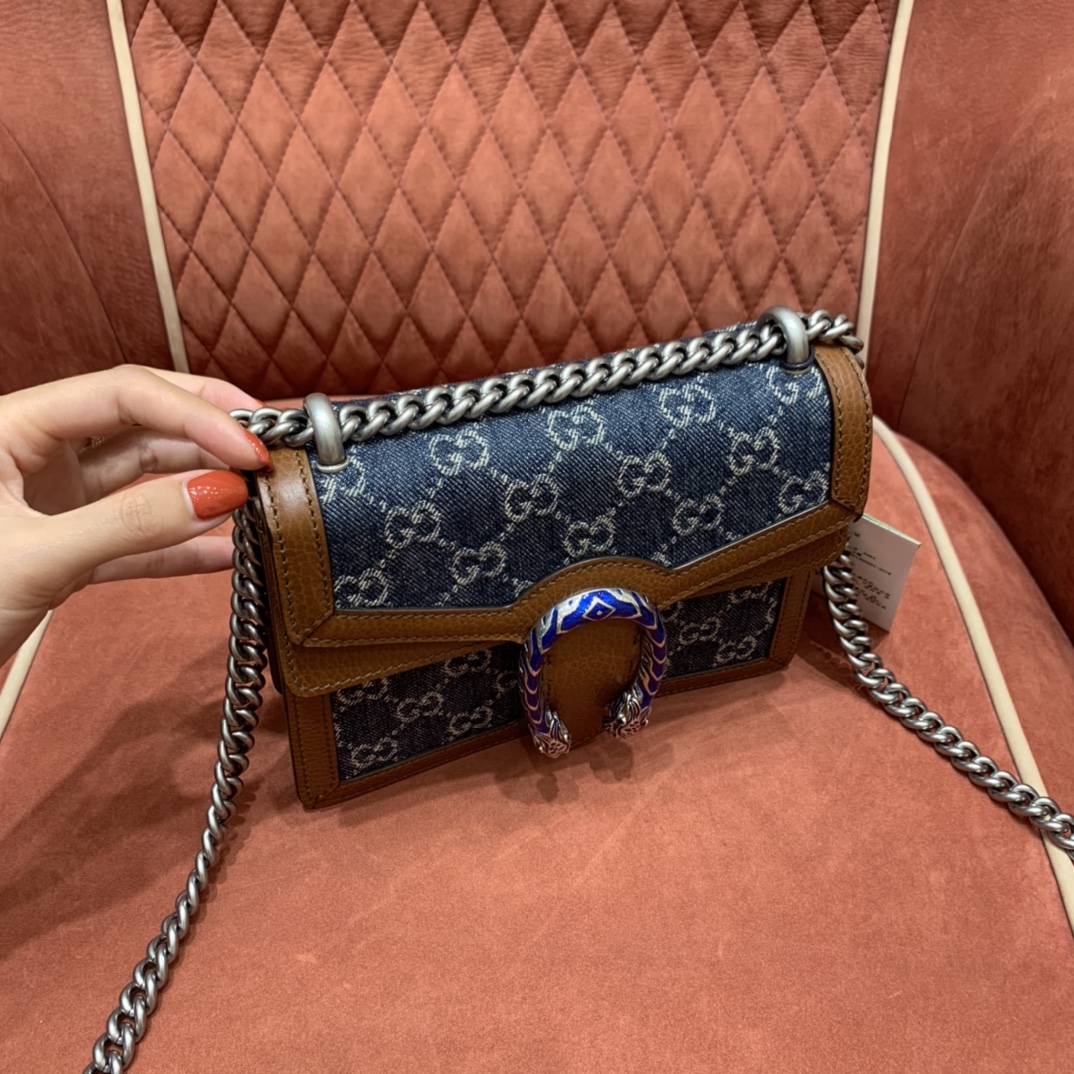 GUCCI 𝙂𝙐𝘾𝘾𝙄 𝘿𝙀𝙉𝙄𝙈 Denim Series Denim Dionysus Trumpet 20 # 421970