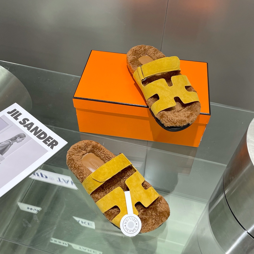 Hermes teddy fur uncle shoes