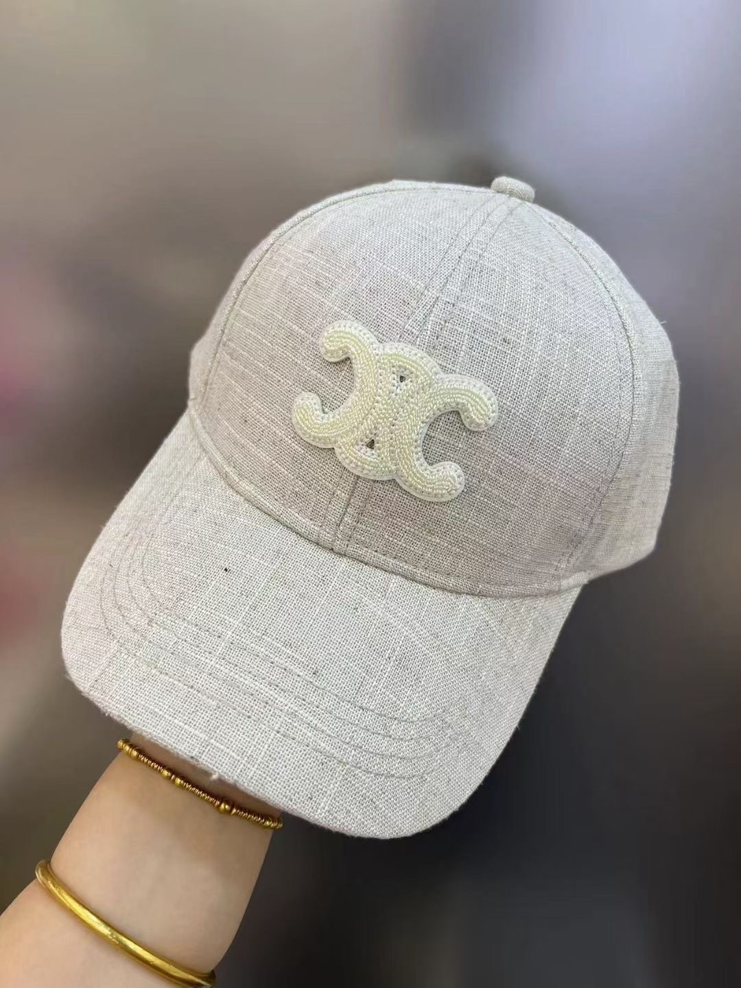 CELINE Cotton Linen Baseball Cap