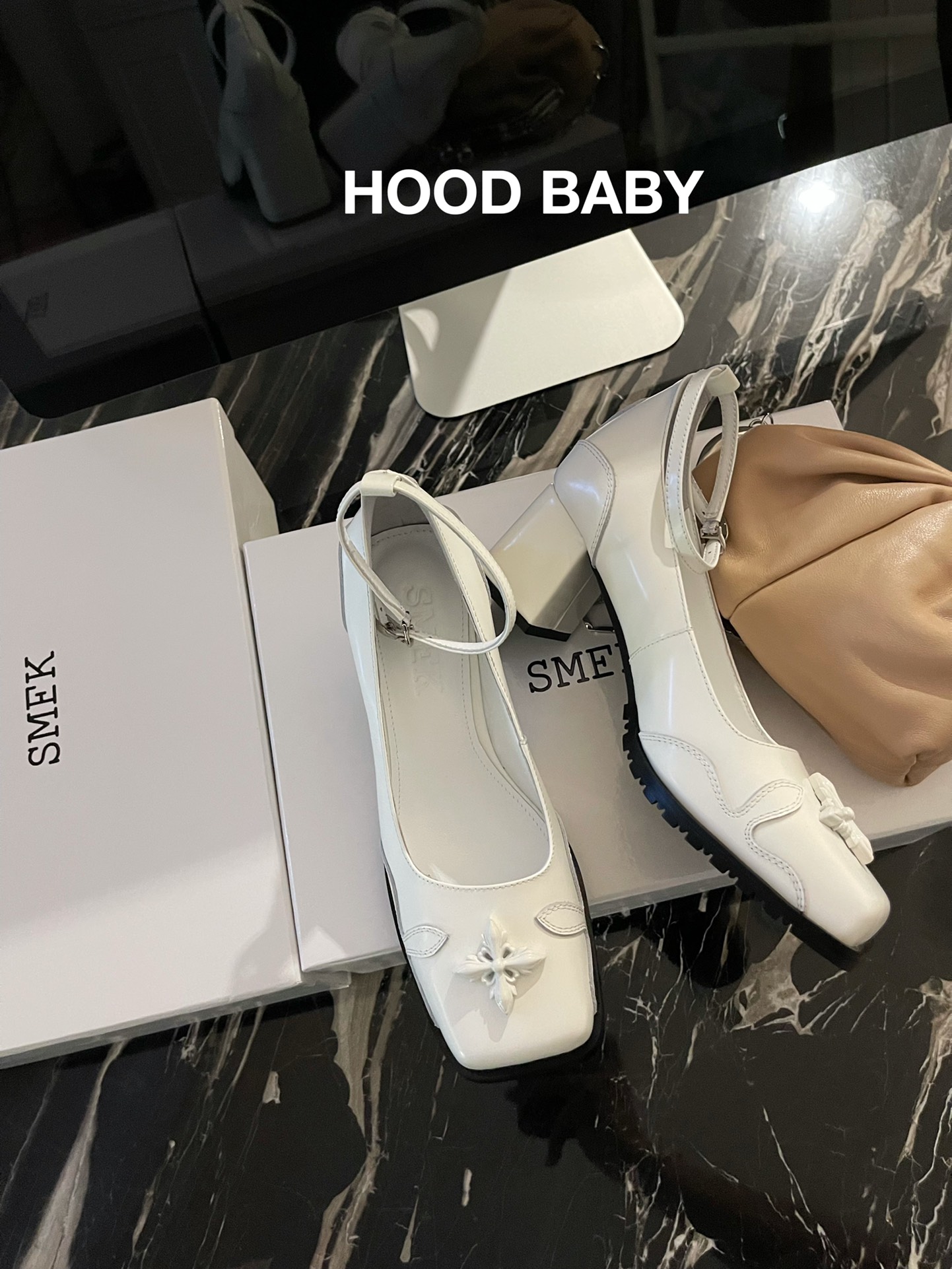 𝐒𝐌𝐅𝐊 ｜𝟐𝟎𝟐𝟐/𝐒𝐒 𝐧𝐞𝐰 SMFK New SM Cross Flower Series Chunky Heel Mary Jane Square Toe Sandals