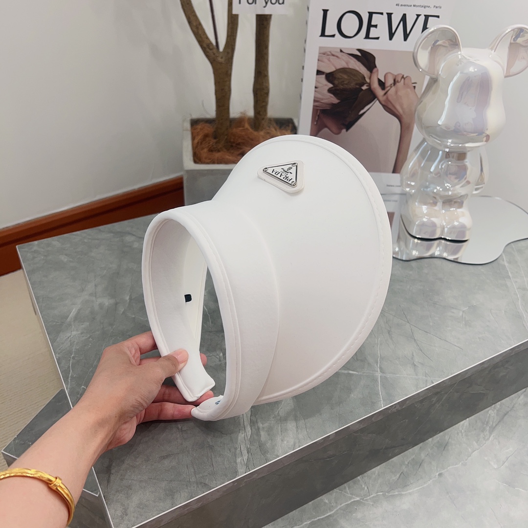 [PRADA Prada] 2023 summer new ice silk sun visor empty top hat