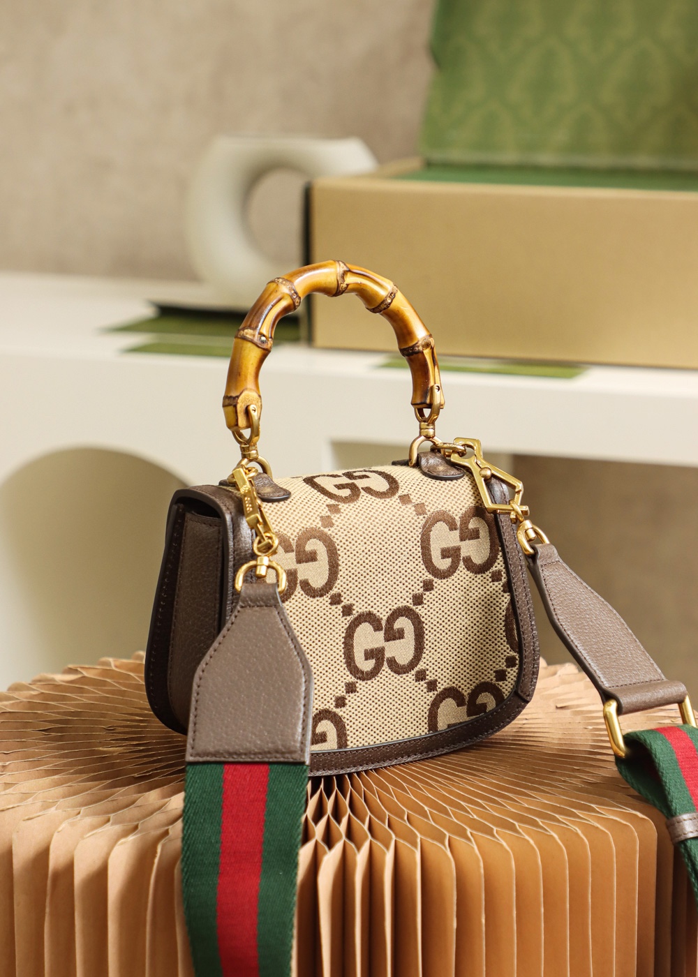 GUCCI 𝐌𝐢𝐧𝐢 double 𝐆 pattern king fried bamboo festival #686864