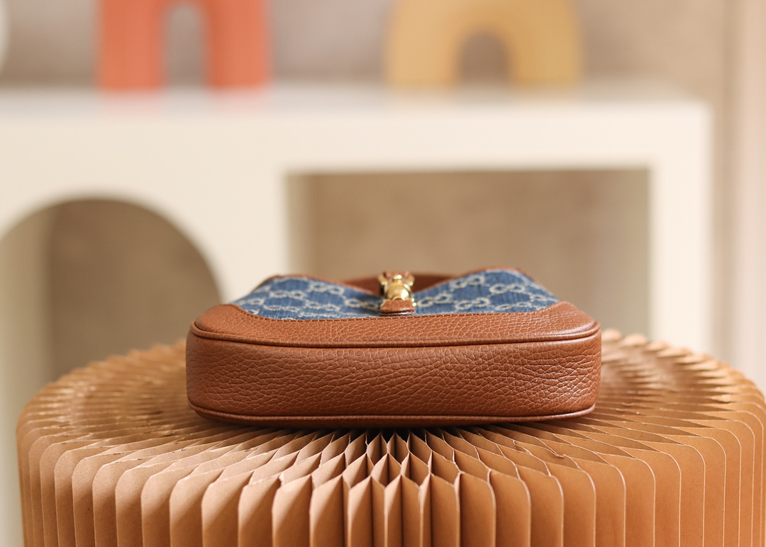 GUCCI 𝙅𝙖𝙘𝙠𝙞𝙚 1961 𝙈𝙞𝙣𝙞Retro Denim Series Original Leather #637092