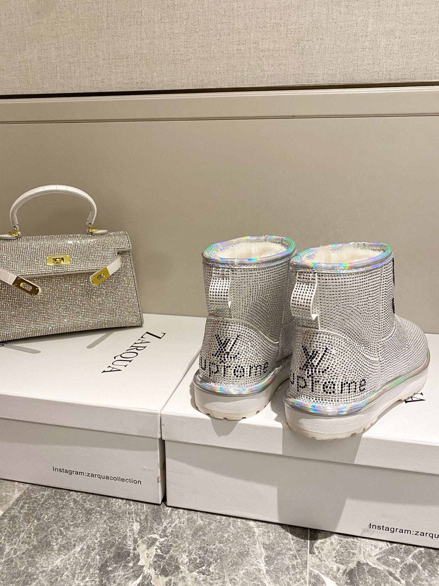 supermen & Louis Vuitton LV cooperation models full of diamonds snow shoes on the new lining pure wool super warm