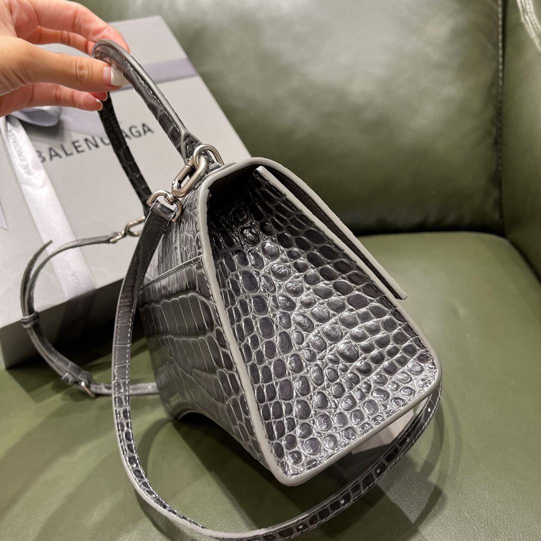 BALENCIAGA 𝐇𝐨𝐮𝐫𝐠𝐥𝐚𝐬𝐬𝐬 𝐒 crocodile-textured cowhide