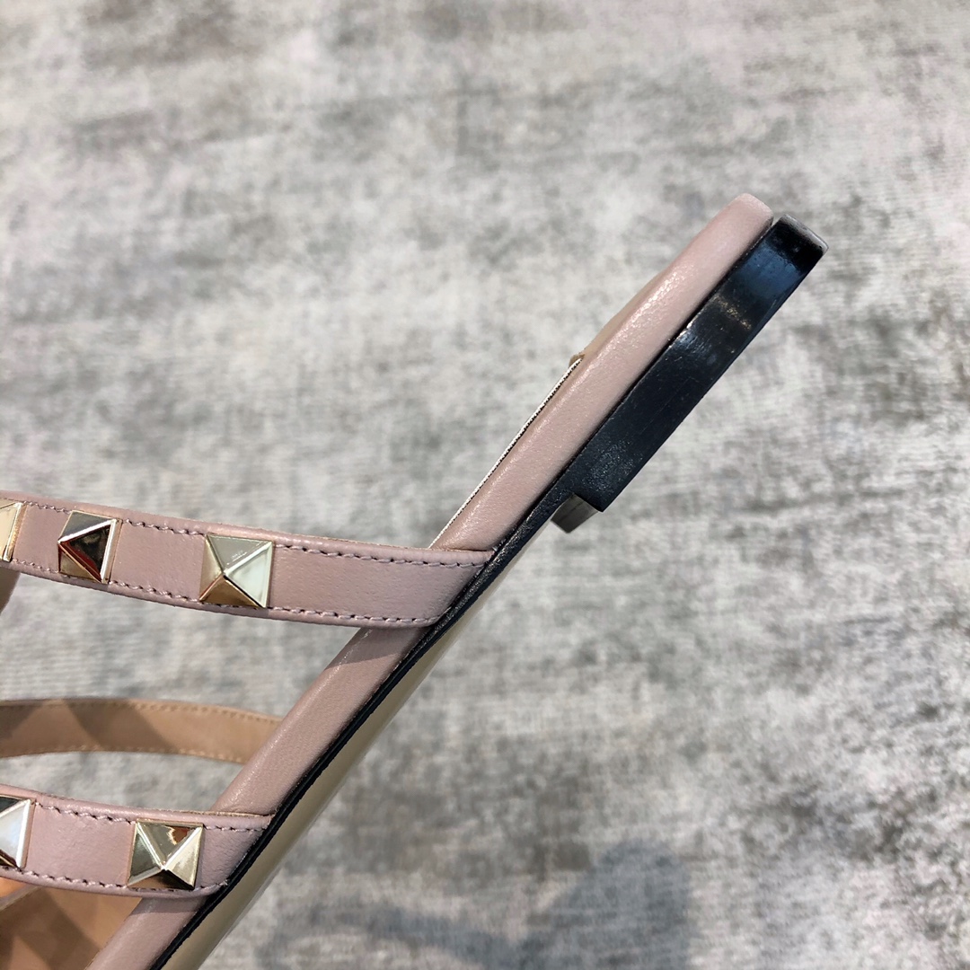 Valentino VT Collection Three Strap Flat Heel Slipper Haze Blue