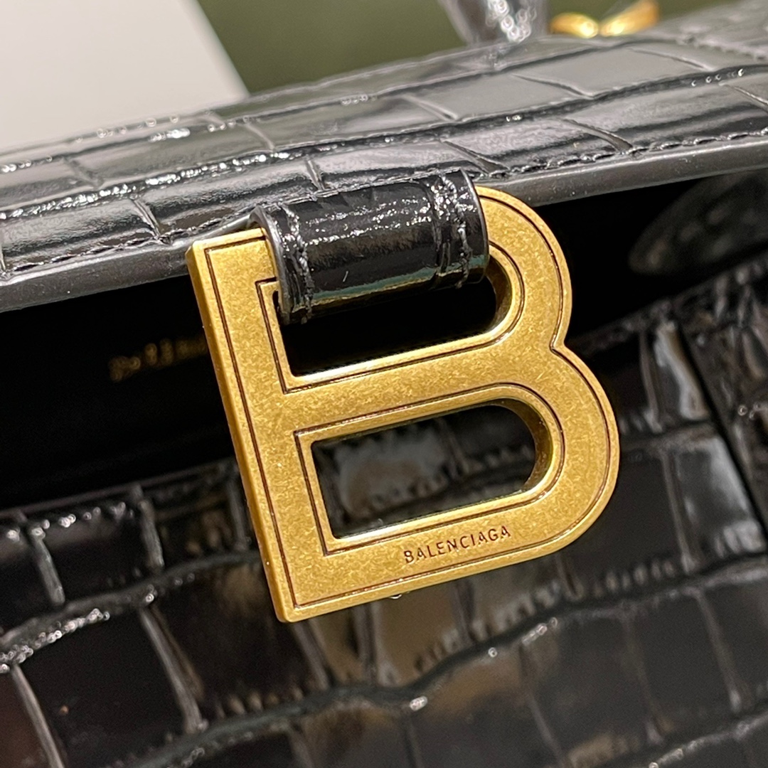 BALENCIAGA 𝐇𝐨𝐮𝐫𝐠𝐥𝐚𝐬𝐬𝐬 𝐒 crocodile-textured cowhide