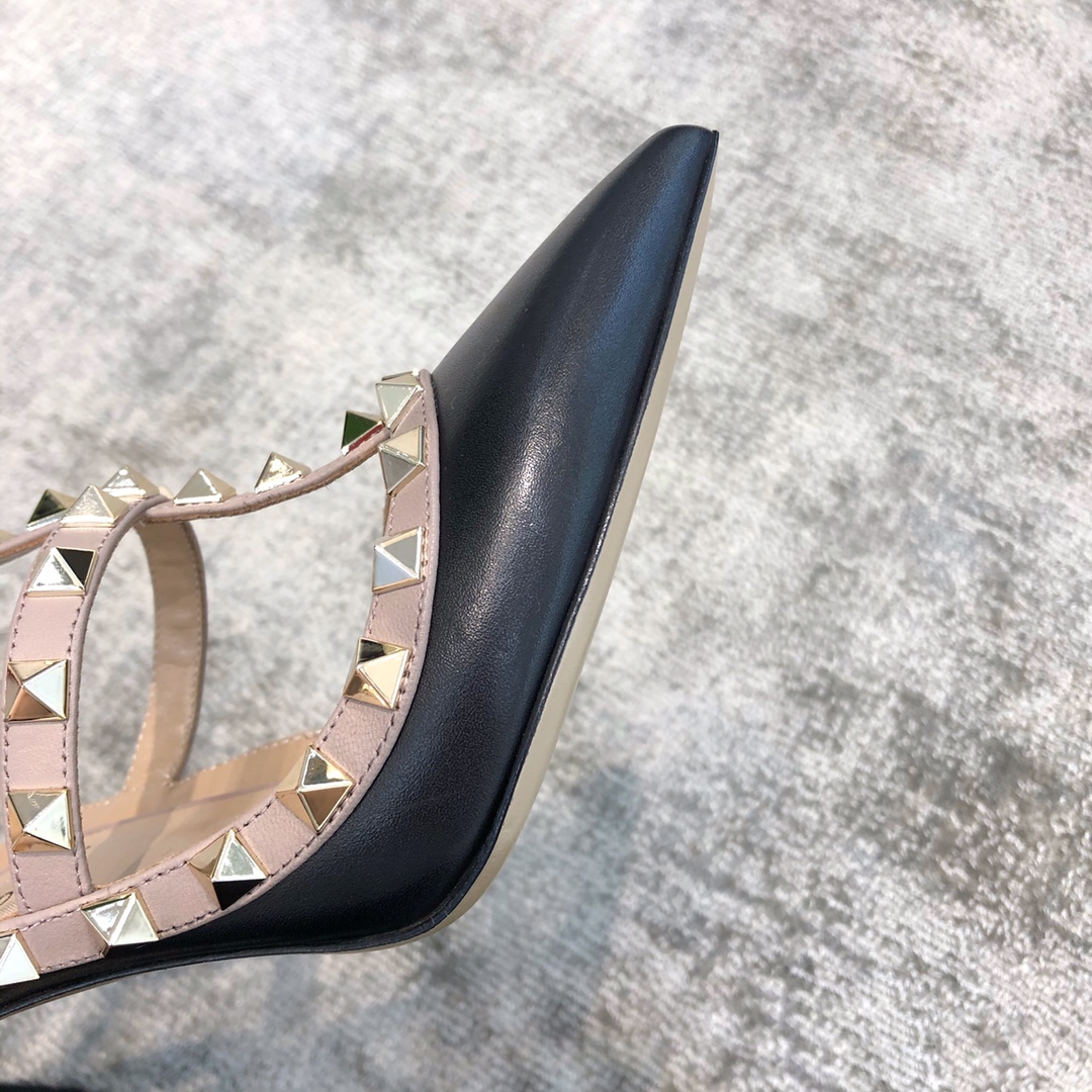 Valentino VT Collection Two Strap Mid Heel 10cm Black