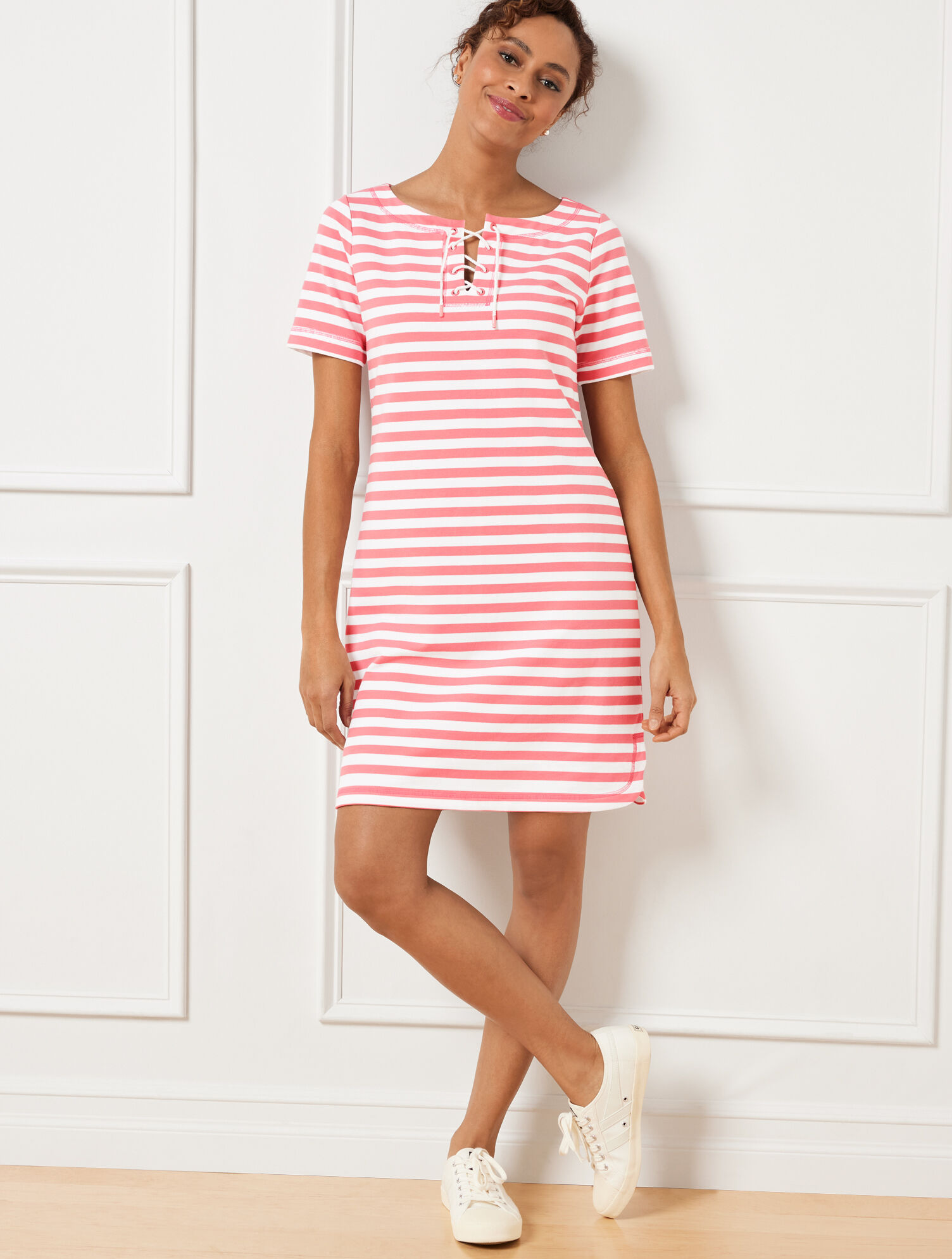 pink white and blue outfit