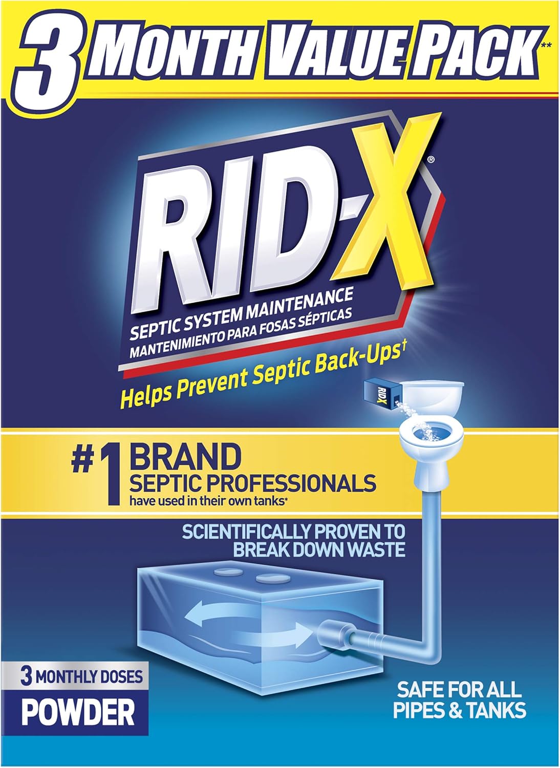 RID-X Septic Treatment, Septic Tank Treatment, 3 Month Supply Of Powder, 29.4 oz