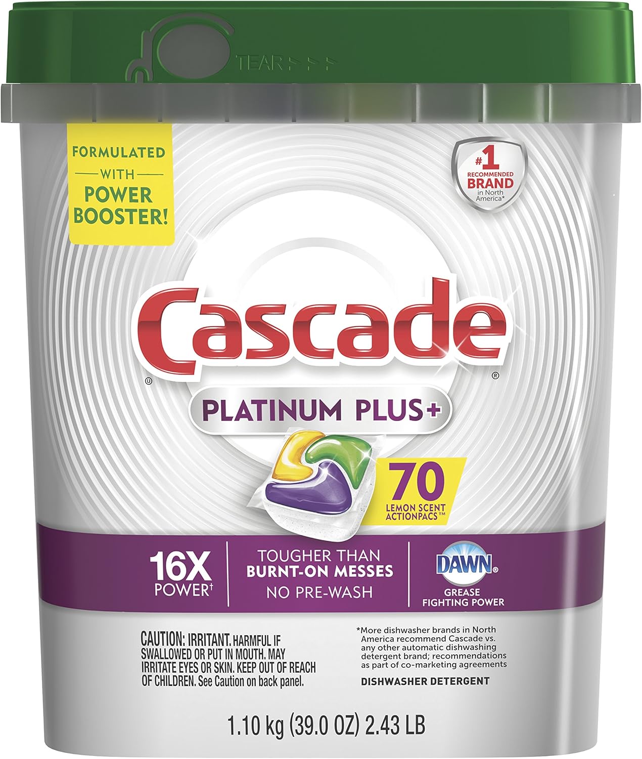 Cascade Platinum Plus Dishwasher Pod, Dish Detergent ActionPacs Dish Pods, Fresh, 52 Count