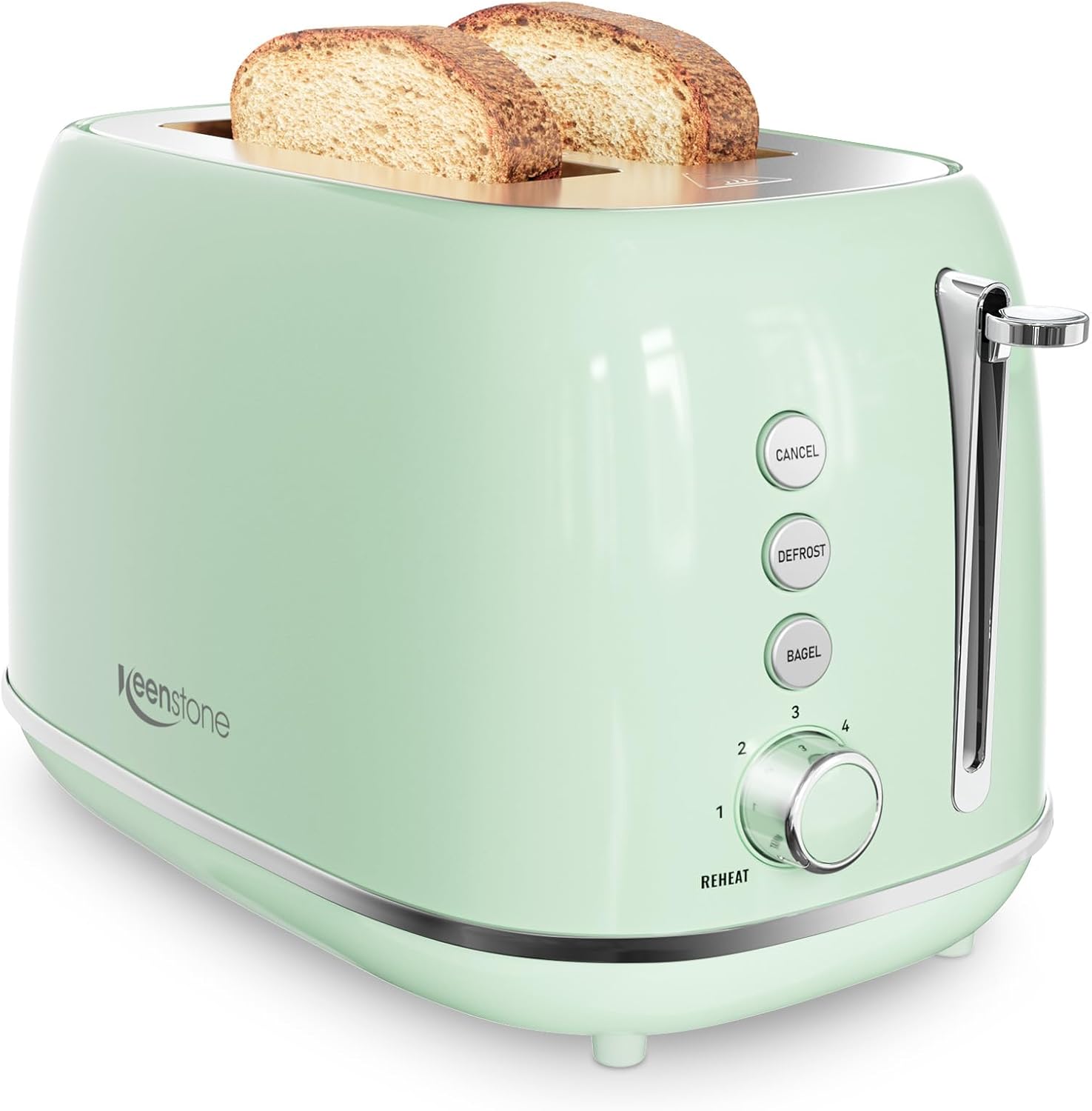 2 Slice Stainless Steel Toaster Retro with 6 Bread Shade Settings, Bagel, Cancel, Defrost Function, 2 Slice Toaster with Extra Wide Slot, Removable Crumb Tray, White