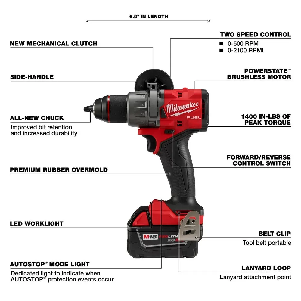 Milwaukee Pre-Sale Pre-Sale Pre-Sale 3697-22BL M18 FUEL 18V Cordless Drill / Driver Kit w/ M18 FUEL Blower