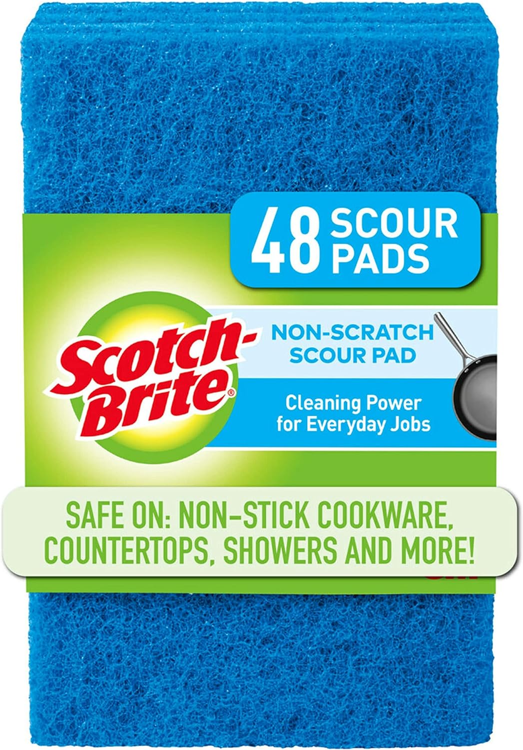 Scotch-Brite Non-Scratch Scour Pads, Scouring Pads for Kitchen and Dish Cleaning, 3 Pads