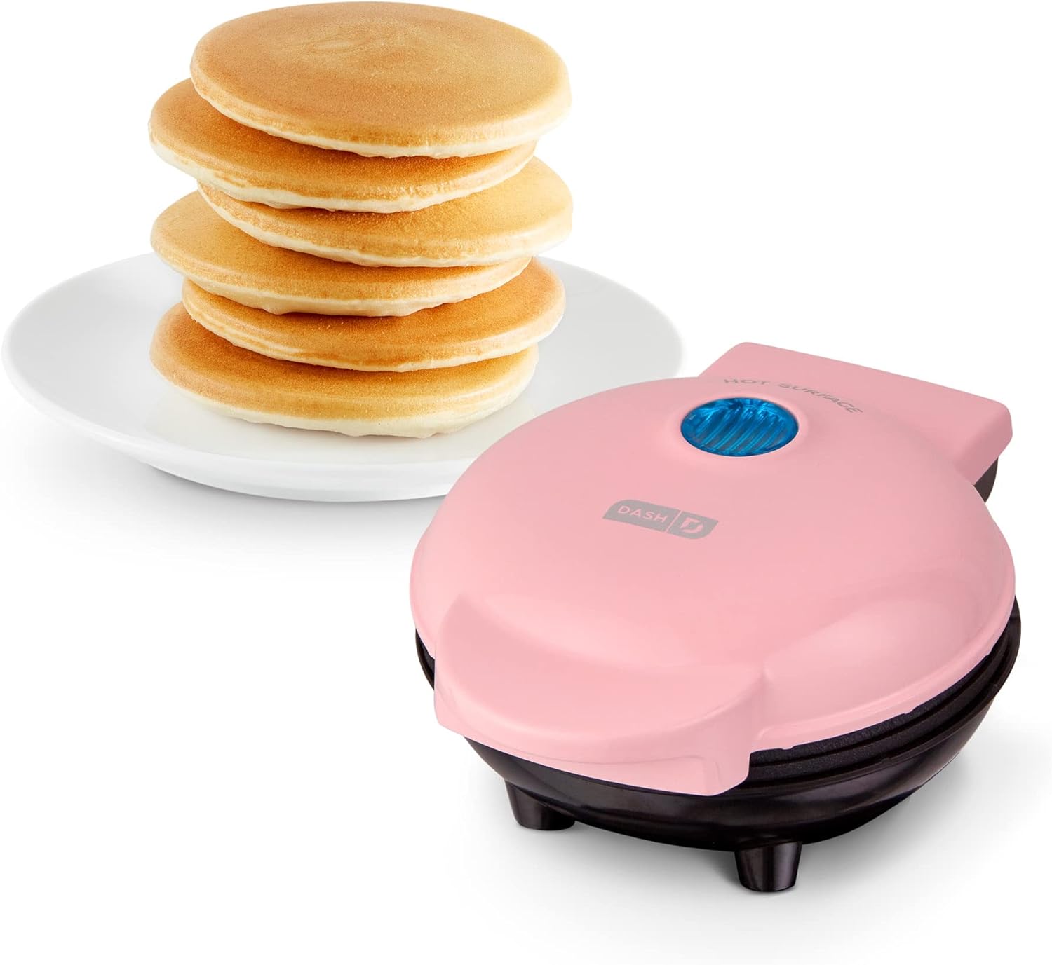 DASH Mini Maker Electric Round Griddle for Individual Pancakes, Cookies, Eggs & other on the go Breakfast, Lunch & Snacks with Indicator Light + Included Recipe Book - Aqua,4 Inch