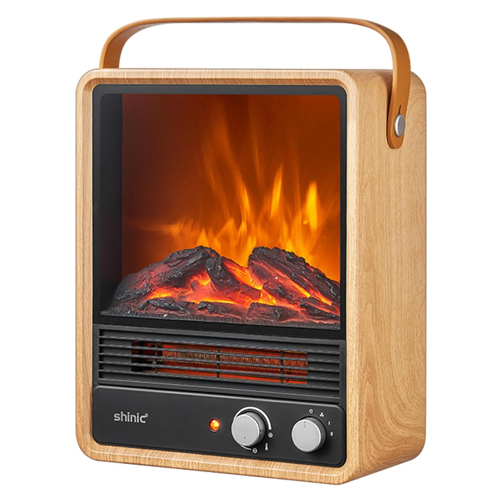 Shinic Portable Electric Fireplace Heaters with Crackling Sound & Realistic Flame,1500W/750W Space Heater, Safety Protection, Portable Fireplace Heater for Indoor UseHome Office Christmas Decoration