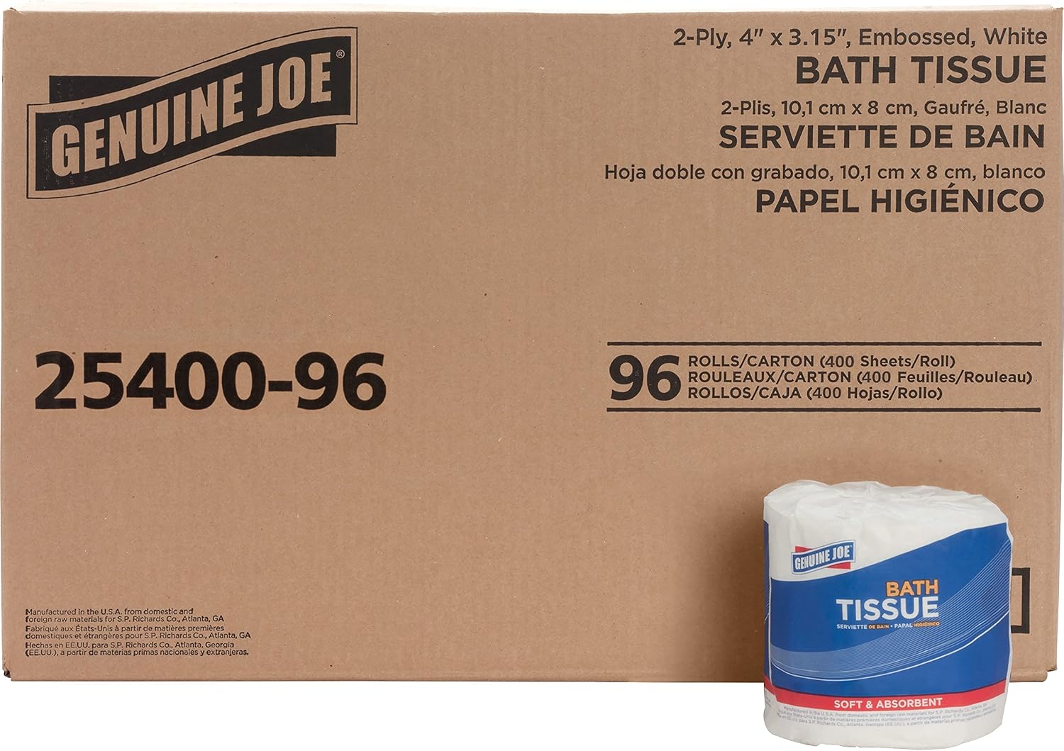 Genuine Joe GJO2540096 2-ply Standard Bath Tissue Rolls White, 96 rolls