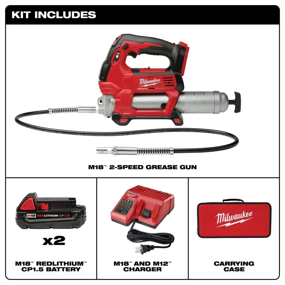 Milwaukee 2646-22CT M18 18V 2-Speed 48-Inch Hosae Grease Gun w/ Batteries