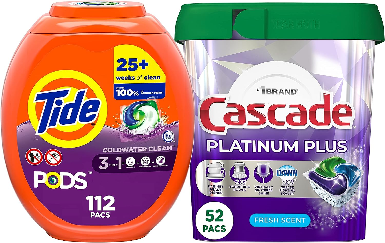 Cascade Platinum Plus Dishwasher Pod, Dish Detergent ActionPacs Dish Pods, Fresh, 52 Count