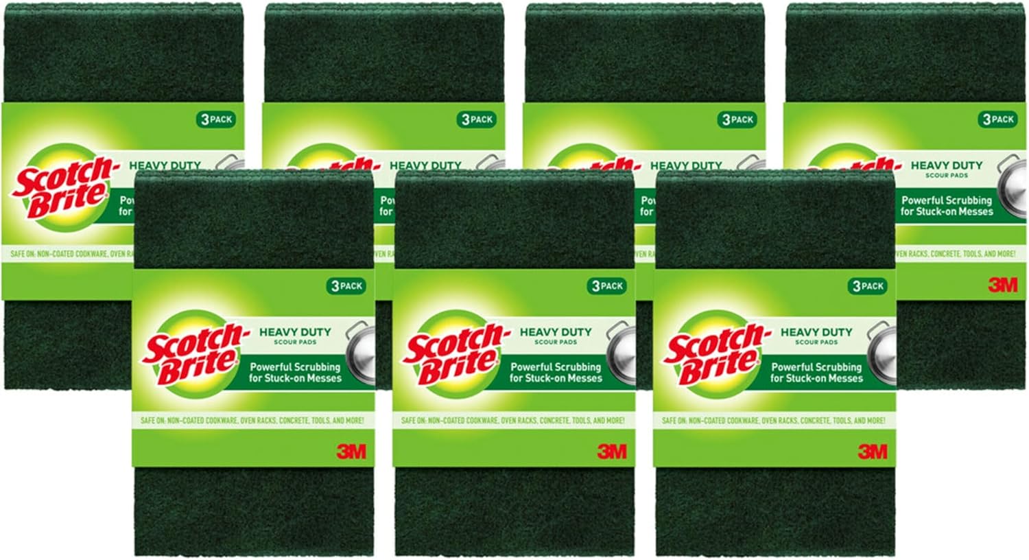 Scotch-Brite Heavy Duty Scour Pads, Great For The Kitchen, Garage and Outdoors, 8 Pads