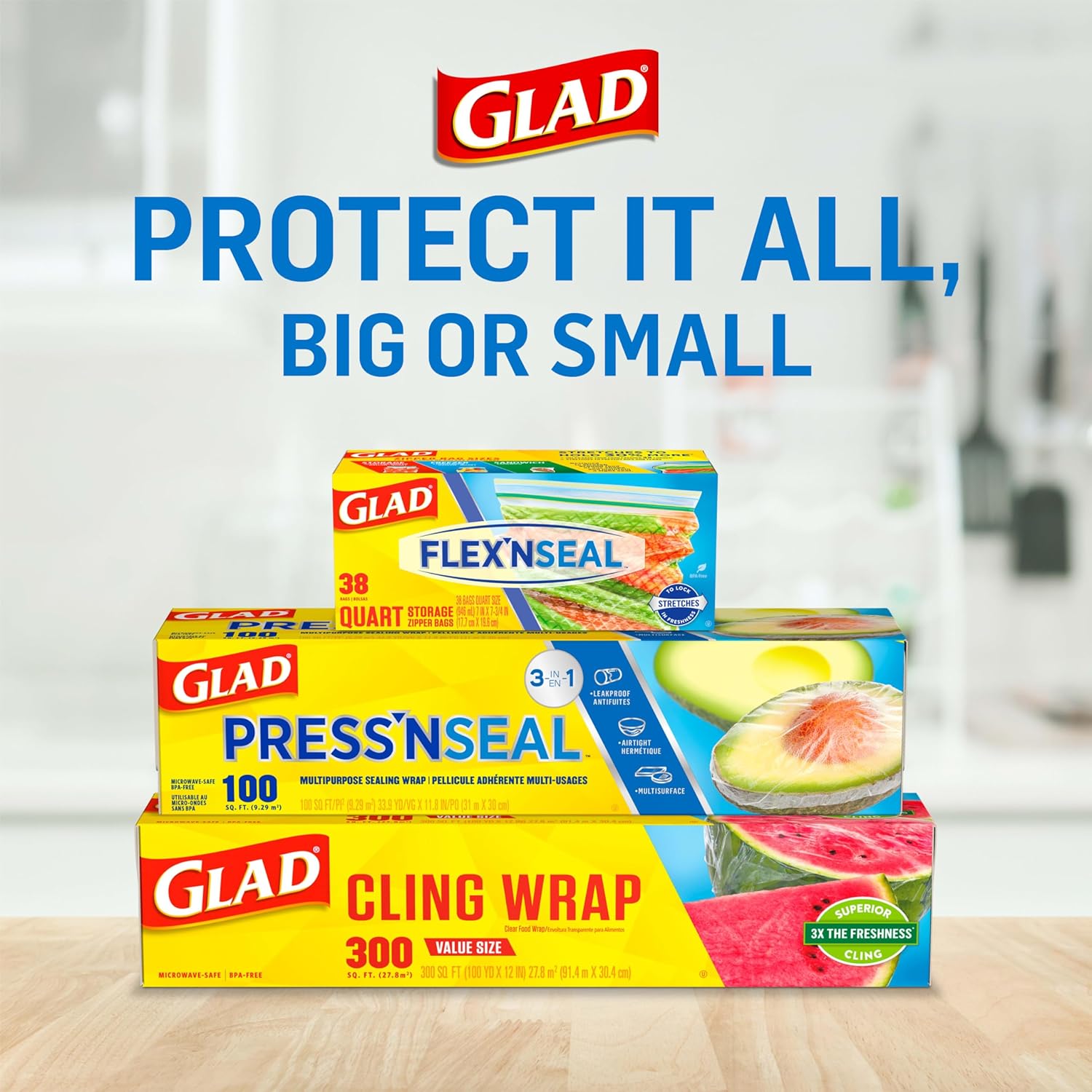 Glad Press'N Seal Plastic Food Wrap, 70 Square Foot Roll (Package May Vary)