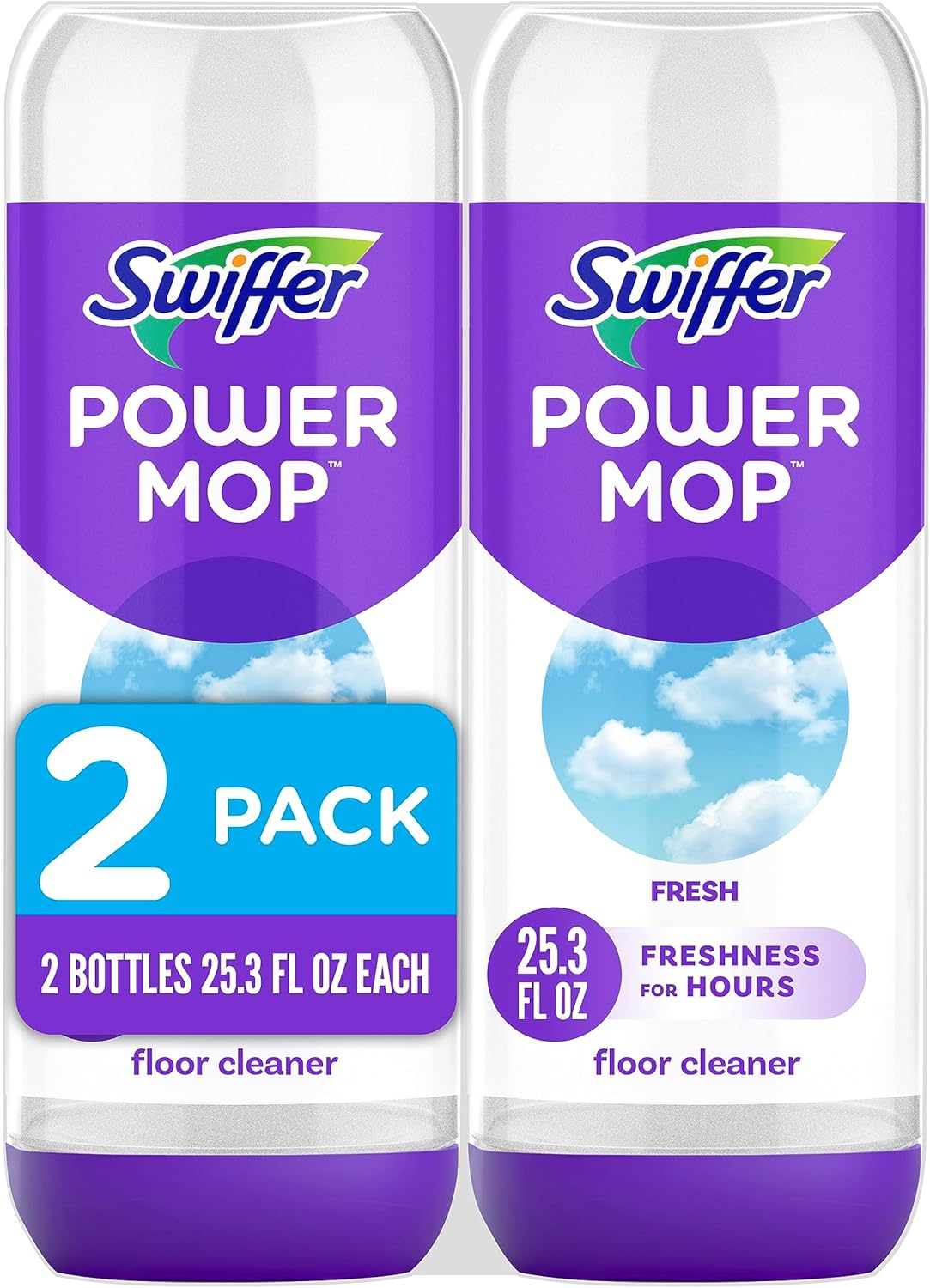 Swiffer PowerMop Floor Cleaning Solution with Fresh Scent, 25.3 fl oz, 2 Pack