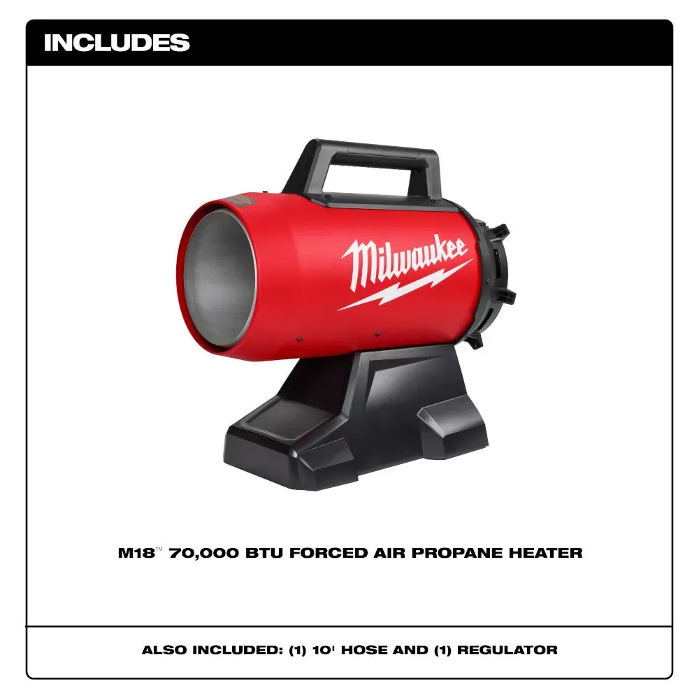 Milwaukee 0801-20 M18 18V 70,000 BTU Forced Air Propane Heater - Bare Tool