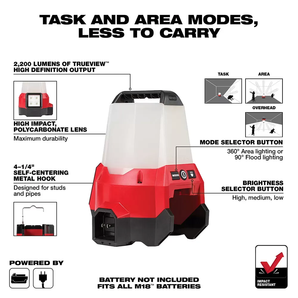 Milwaukee 2144-20 M18 18V Compact Li-Ion LED Site Light w/ Flood Mode -Bare Tool