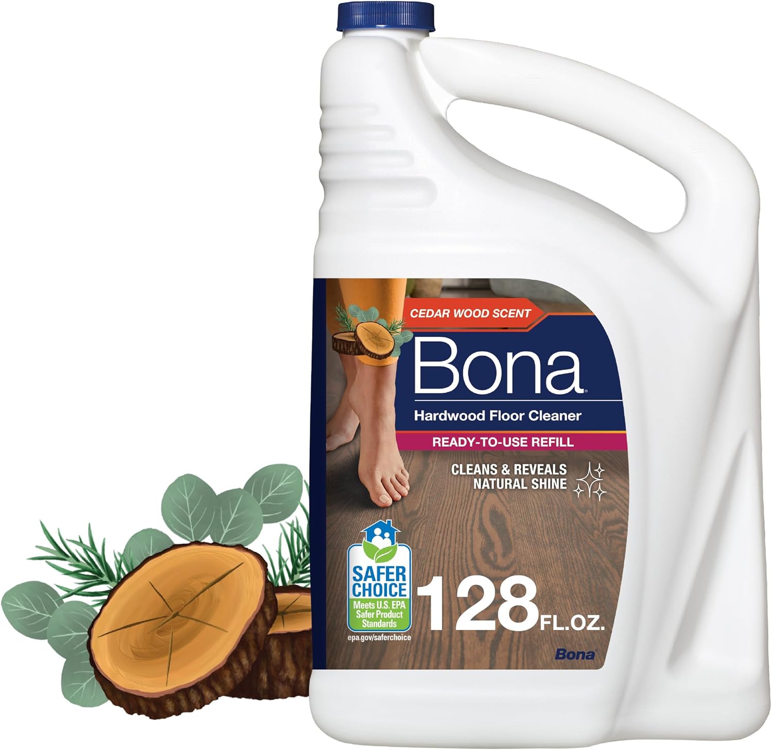 Bona Hardwood Floor Cleaner Refill - 128 fl oz - Unscented - Refill for Bona Spray Mops and Spray Bottles - Residue-Free Floor Cleaning Solution for Wood Floors