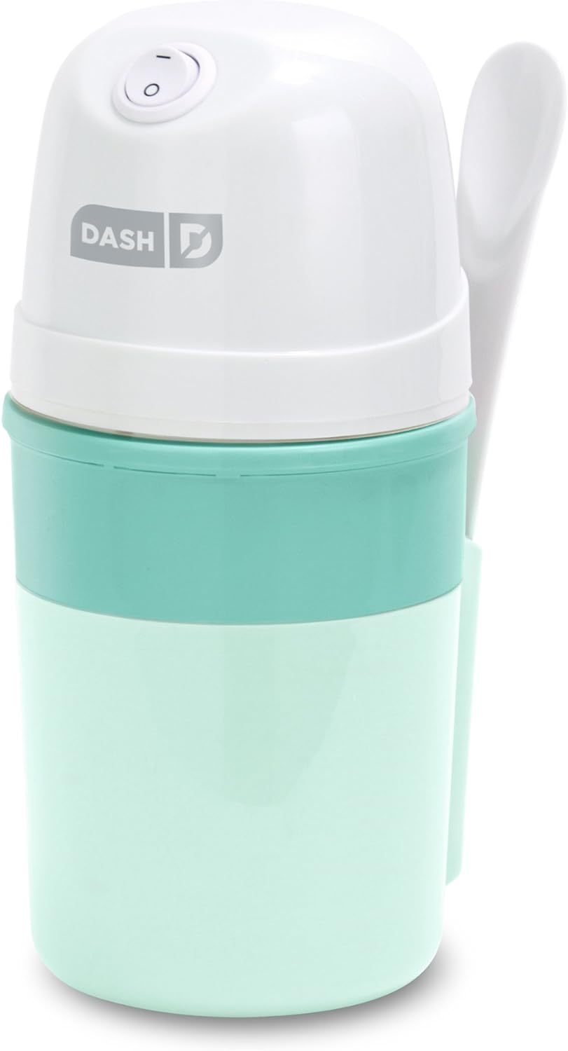 DASH My Pint Ice Cream Maker Machine (Aqua): Multi-Purpose Soft Serve Ice Cream Machine for Homemade Gelato, Sorbet, Frozen Yogurt, Includes Mixing Spoon, Easy to Clean and Store