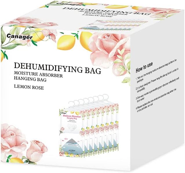 CANAGER Hanging Moisture Absorber, Lavender Vanilla Moistureproof Hanging Bag，Dehumidifier Bag (8 packs) Hanging Closet Dehumidifier Bags, Moisture Absorb 12.5 oz