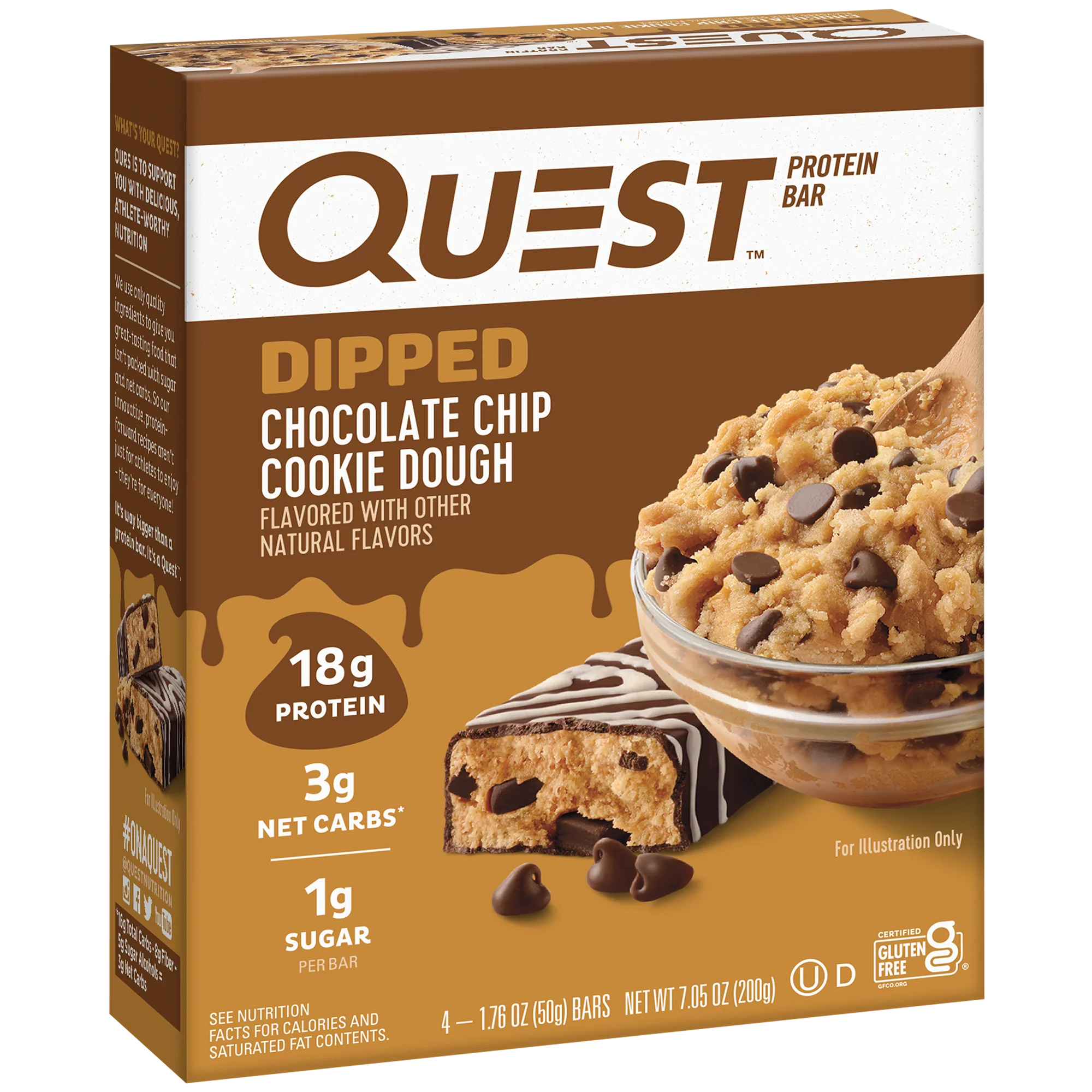 Dipped Chocolate Chip Cookie Dough Protein Bar