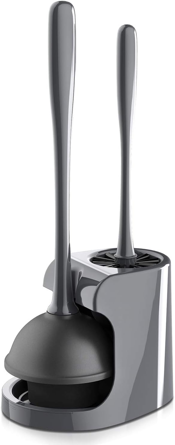 MR.SIGA Toilet Plunger and Bowl Brush Combo for Bathroom Cleaning, Black, 1 Set