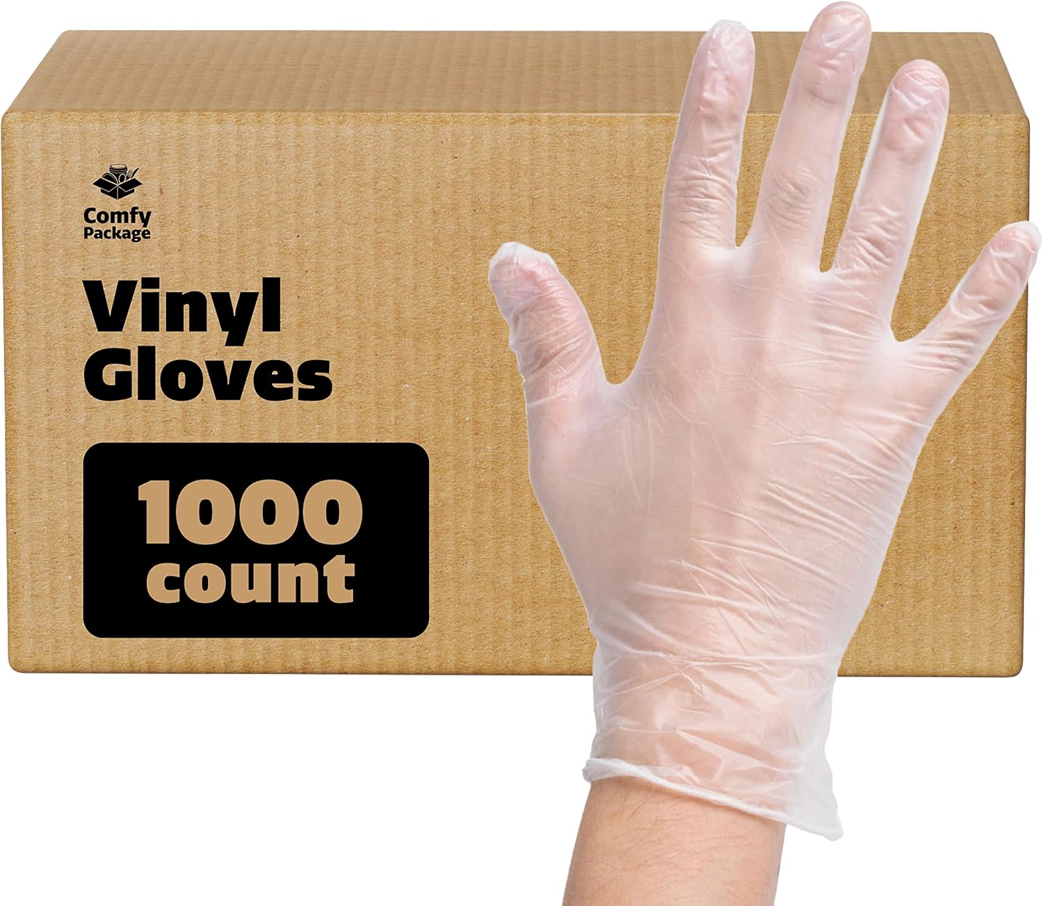 Comfy Package [100 Count Disposable Vinyl Gloves, Powder Free, Latex Free, Clear Gloves for Cooking and cleaning - Medium